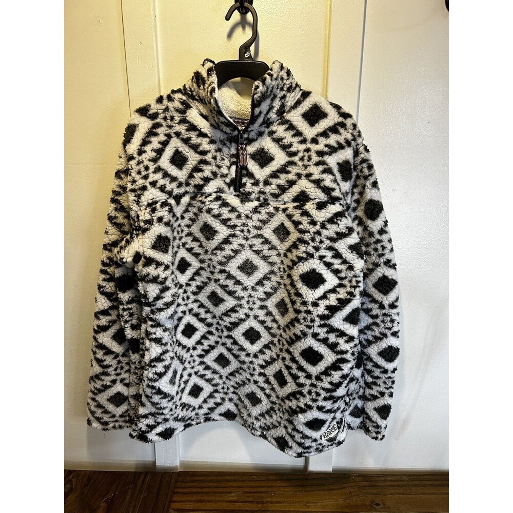 Royce Sherpa Pullover 1/4 Zip Fleece Sweatshirt Aztec Tribal Boho Size Small